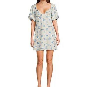 Copper Key Cream and Blue Starfish Swim Cover-Up